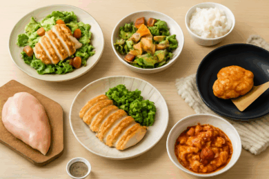 鶏むね肉を使った様々な料理のイメージ
