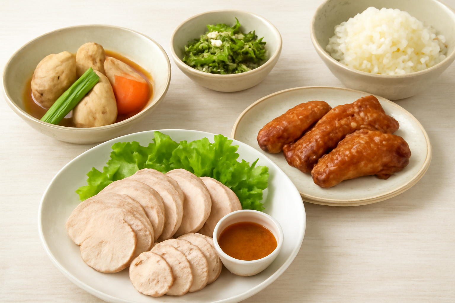 ゆでどりを使った人気レシピが並ぶイメージ