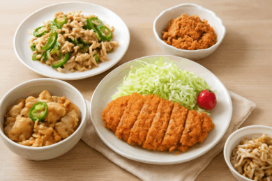 豚こまを使った人気レシピが並ぶイメージ