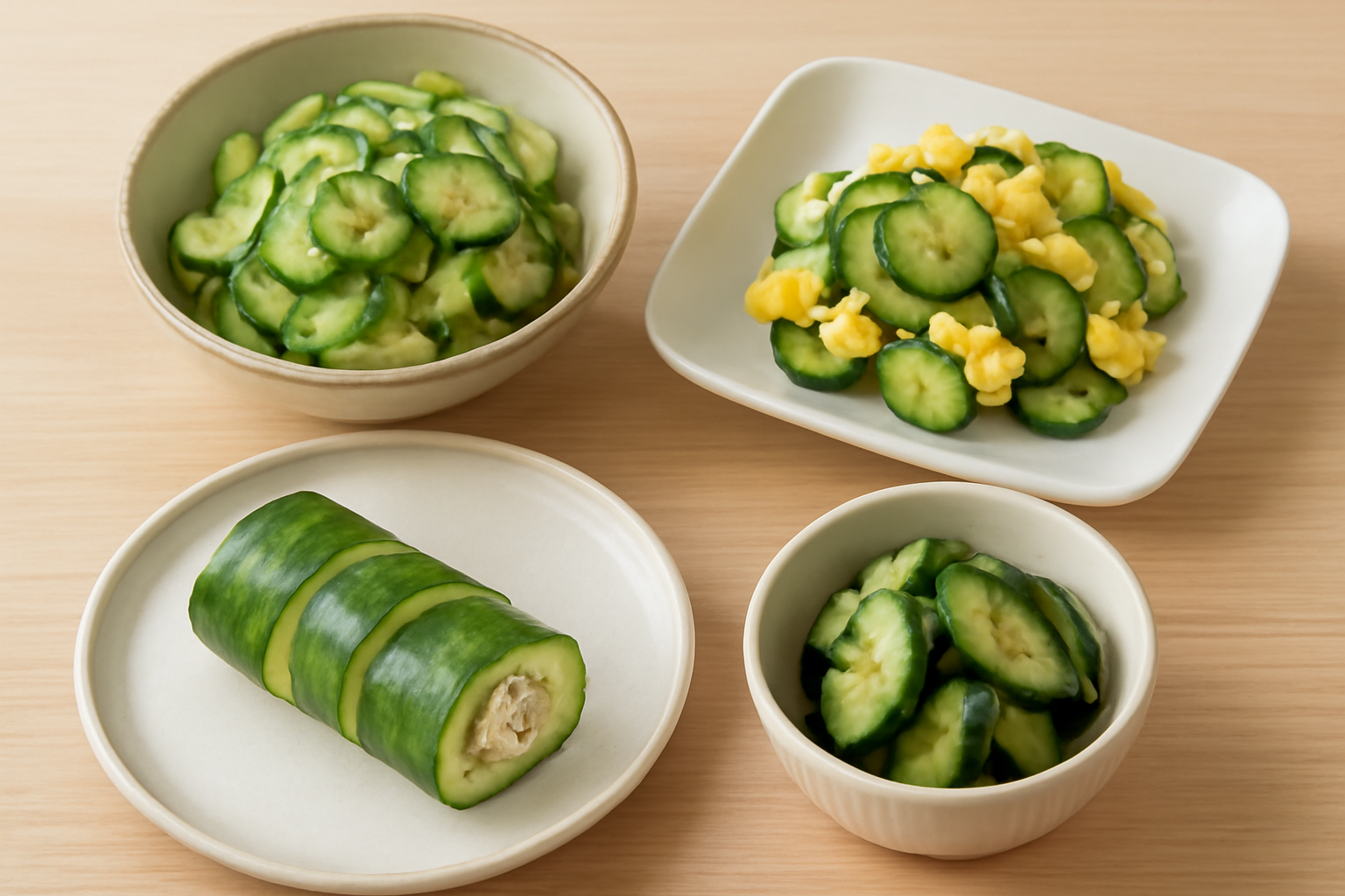 きゅうりを使った人気レシピが並ぶイメージ