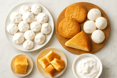 卵白を使ったお菓子の盛り合わせ