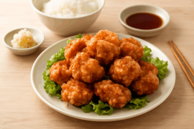 食卓に並んだ美味しそうな唐揚げ