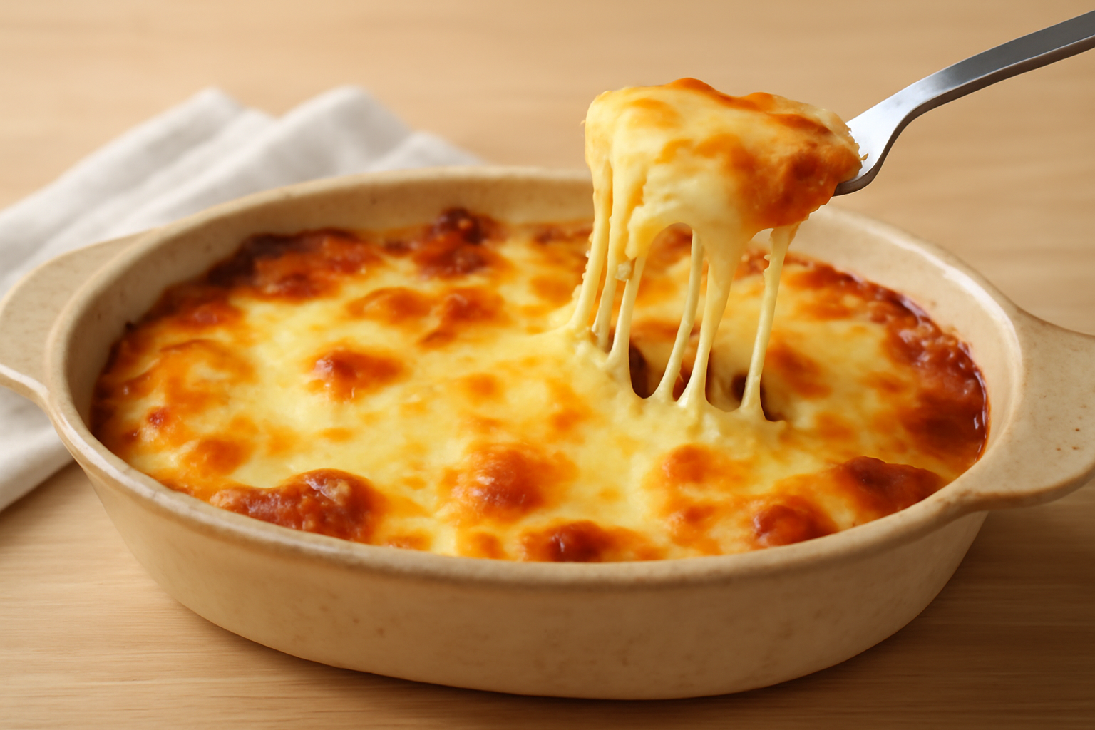 チーズがとろーりと溶けた美味しそうなチーズ焼き料理