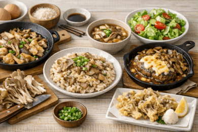 舞茸を使った美味しそうな料理のイメージ