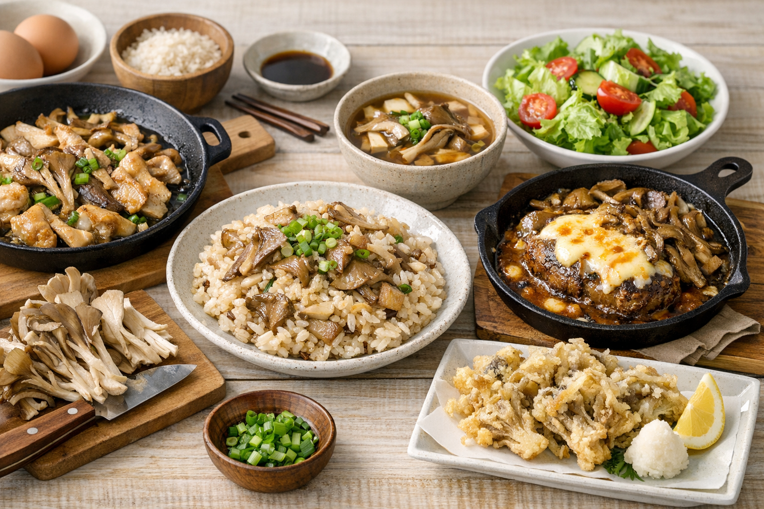 舞茸を使った美味しそうな料理のイメージ