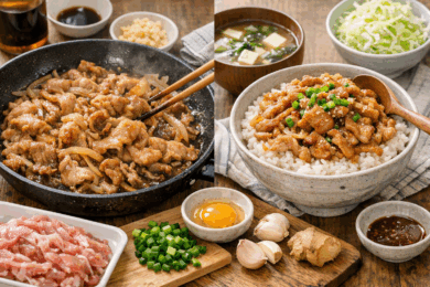 食欲をそそる豚こまご飯のイメージ画像