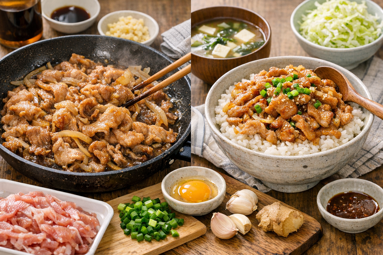 食欲をそそる豚こまご飯のイメージ画像