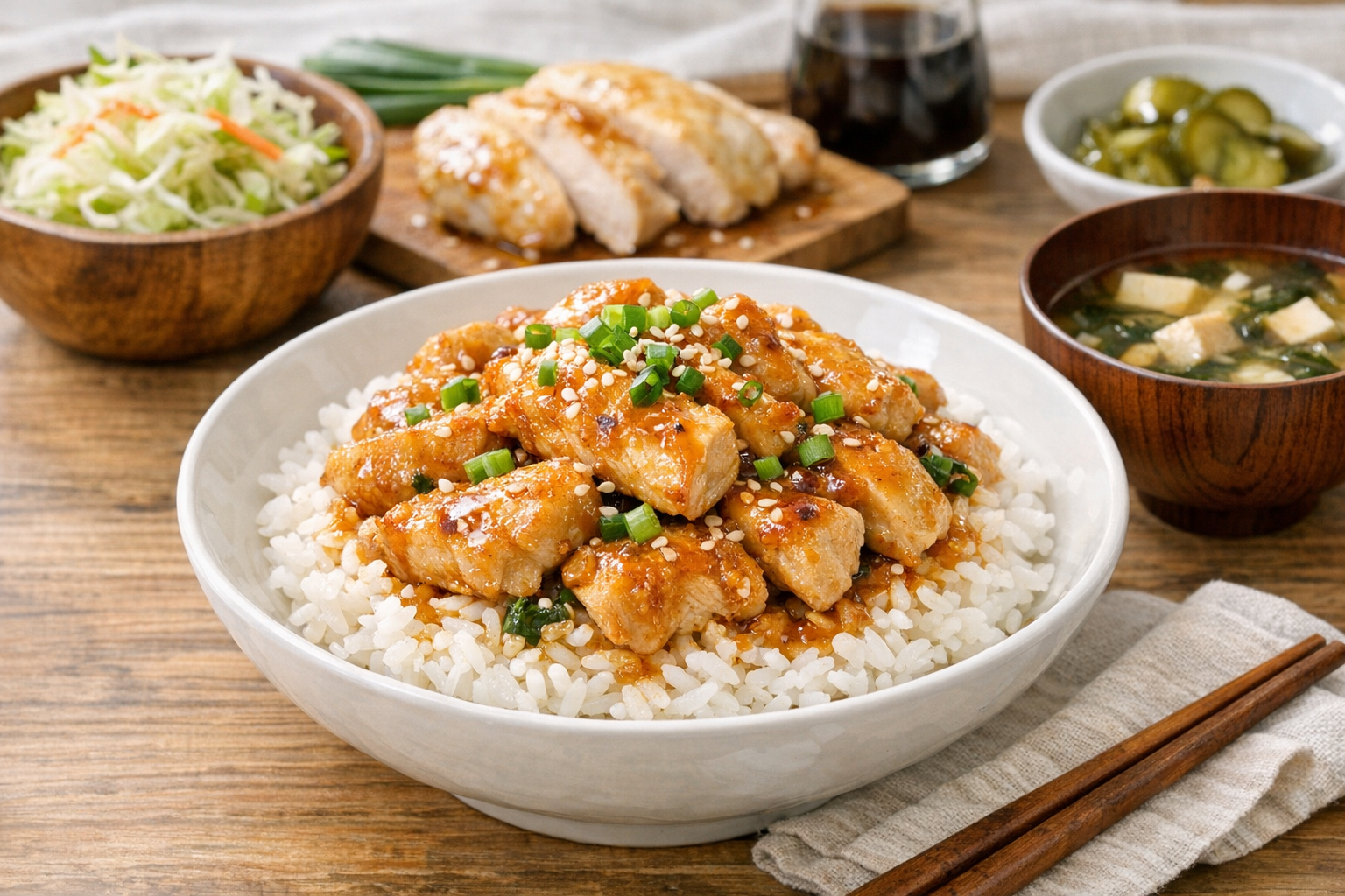 鶏胸肉ご飯の美味しそうな完成写真