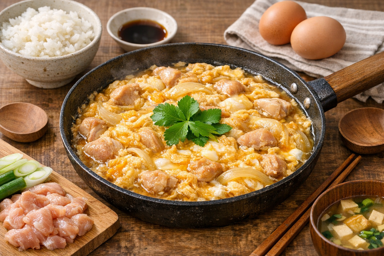 記事全体のアイキャッチとなる美味しそうな卵とじの料理写真