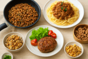 ひき肉を使った美味しそうな料理の詰め合わせ