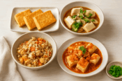 木綿豆腐を使った美味しそうな和洋中のおかずイメージ