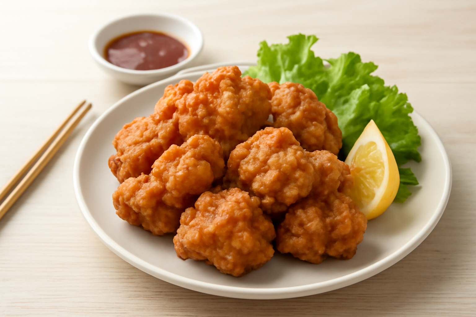 美味しそうな鶏肉唐揚げの盛り合わせ