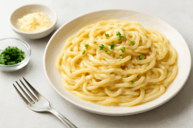 とろっとしたソースが絡む絶品クリームパスタの完成写真