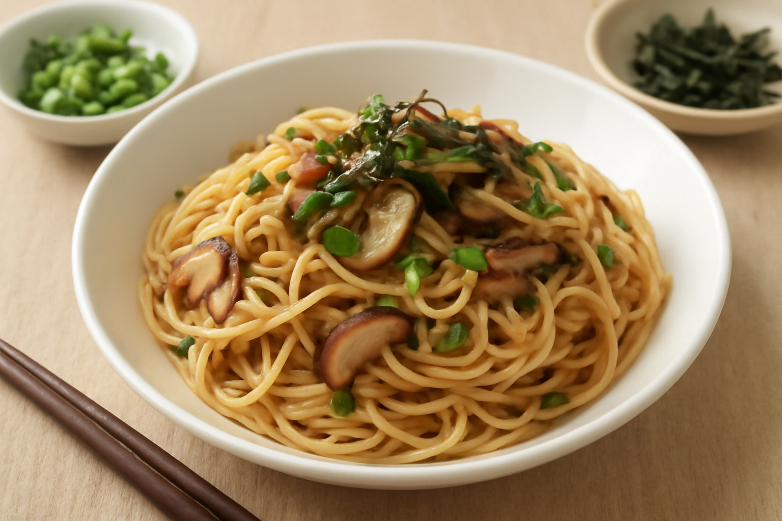 食欲をそそる美味しい和風パスタの完成イメージ