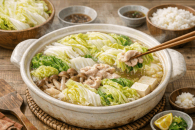 熱々の美味しい白菜鍋